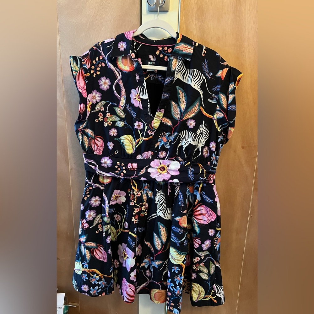 Pilcro Dress with Leaping Zebras and floral print